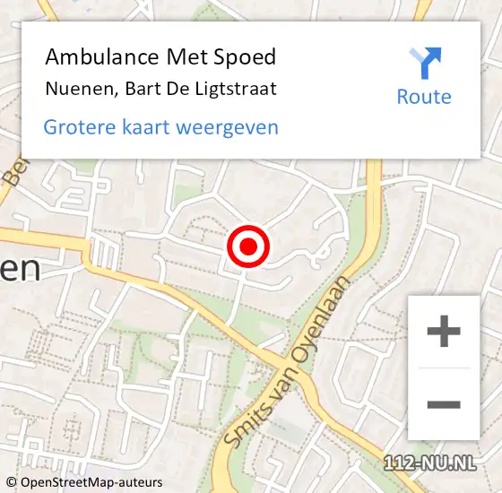 Locatie op kaart van de 112 melding: Ambulance Met Spoed Naar Nuenen, Bart De Ligtstraat op 4 augustus 2018 19:33