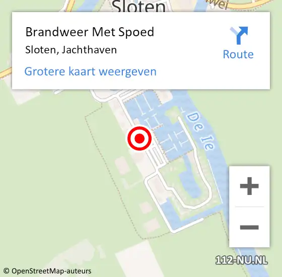 Locatie op kaart van de 112 melding: Brandweer Met Spoed Naar Sloten, Jachthaven op 4 augustus 2018 19:36