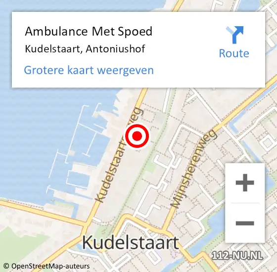 Locatie op kaart van de 112 melding: Ambulance Met Spoed Naar Kudelstaart, Antoniushof op 4 augustus 2018 19:44