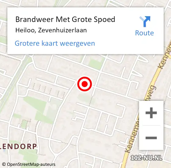 Locatie op kaart van de 112 melding: Brandweer Met Grote Spoed Naar Heiloo, Zevenhuizerlaan op 4 augustus 2018 20:00