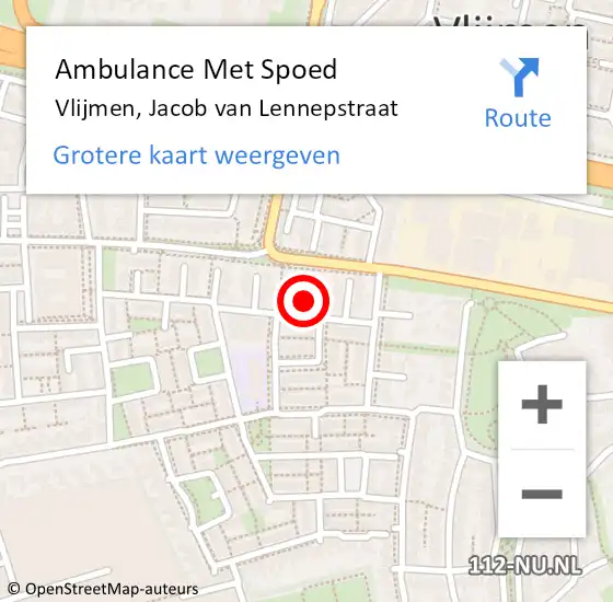 Locatie op kaart van de 112 melding: Ambulance Met Spoed Naar Vlijmen, Jacob van Lennepstraat op 4 augustus 2018 20:04