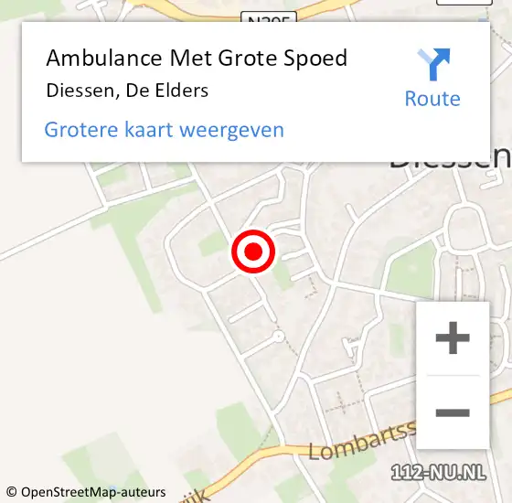 Locatie op kaart van de 112 melding: Ambulance Met Grote Spoed Naar Diessen, De Elders op 4 augustus 2018 20:25