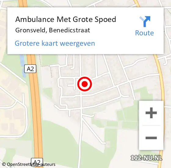 Locatie op kaart van de 112 melding: Ambulance Met Grote Spoed Naar Gronsveld, Benedicstraat op 5 maart 2014 07:10