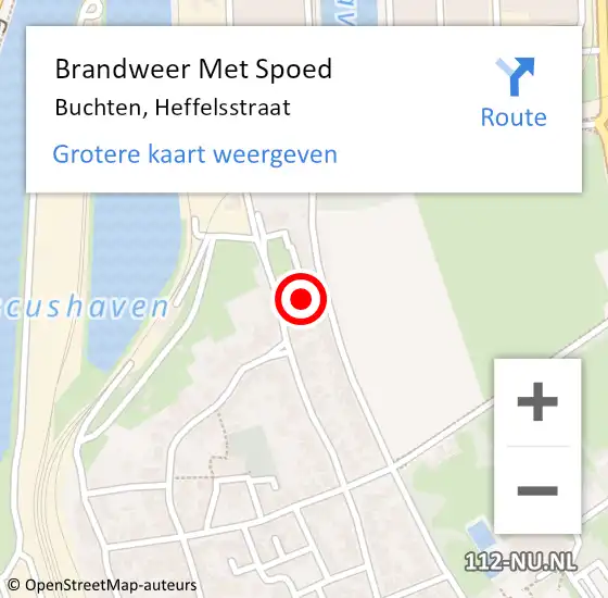 Locatie op kaart van de 112 melding: Brandweer Met Spoed Naar Buchten, Heffelsstraat op 4 augustus 2018 21:07