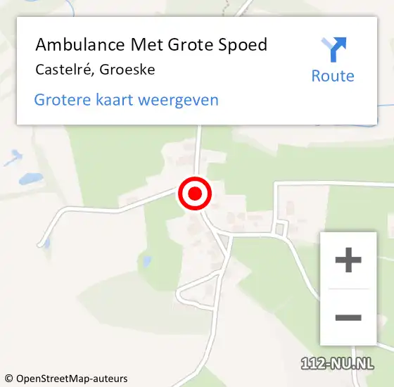 Locatie op kaart van de 112 melding: Ambulance Met Grote Spoed Naar Castelré, Groeske op 4 augustus 2018 21:12