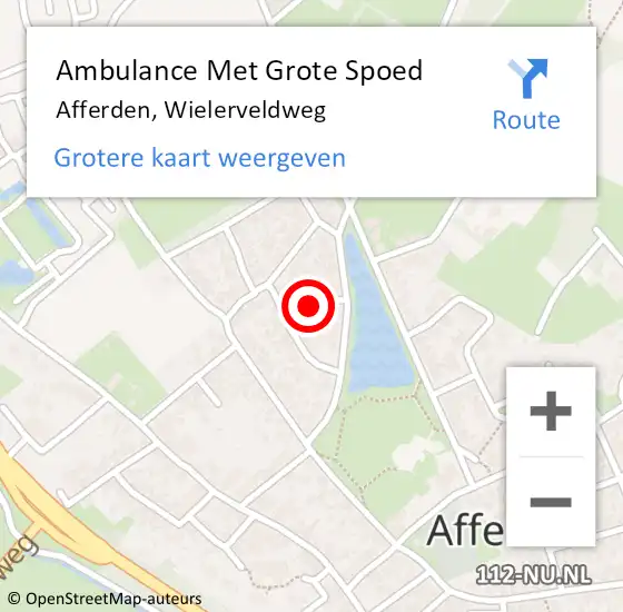 Locatie op kaart van de 112 melding: Ambulance Met Grote Spoed Naar Afferden, Wielerveldweg op 5 maart 2014 07:18