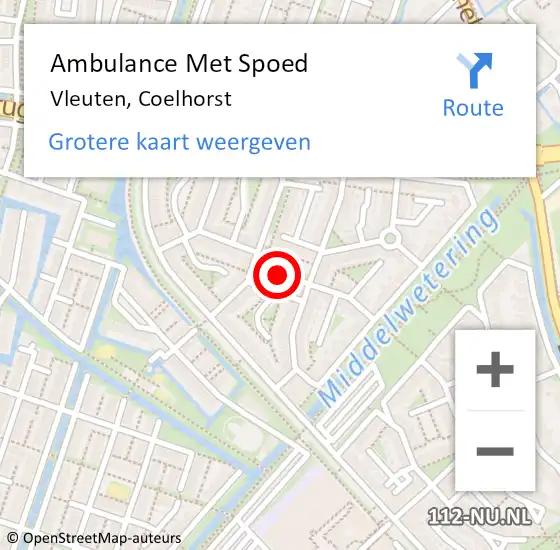 Locatie op kaart van de 112 melding: Ambulance Met Spoed Naar Vleuten, Coelhorst op 4 augustus 2018 21:33