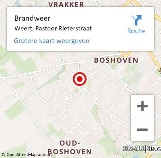 Locatie op kaart van de 112 melding: Brandweer Weert, Pastoor Rieterstraat op 4 augustus 2018 21:38