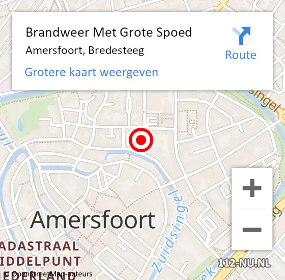 Locatie op kaart van de 112 melding: Brandweer Met Grote Spoed Naar Amersfoort, Bredesteeg op 4 augustus 2018 21:39