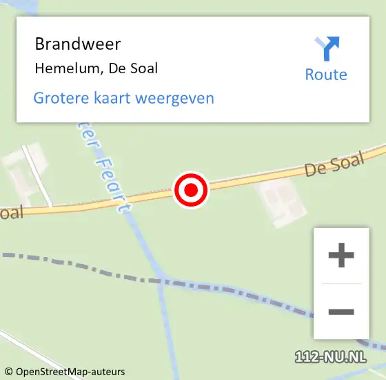 Locatie op kaart van de 112 melding: Brandweer Hemelum, De Soal op 4 augustus 2018 22:05
