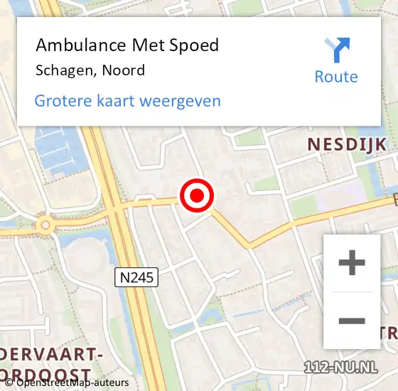 Locatie op kaart van de 112 melding: Ambulance Met Spoed Naar Schagen, Noord op 4 augustus 2018 22:42