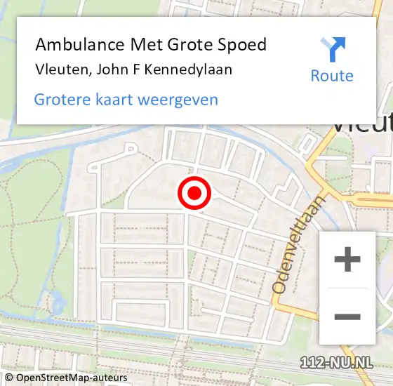 Locatie op kaart van de 112 melding: Ambulance Met Grote Spoed Naar Vleuten, John F Kennedylaan op 4 augustus 2018 22:43