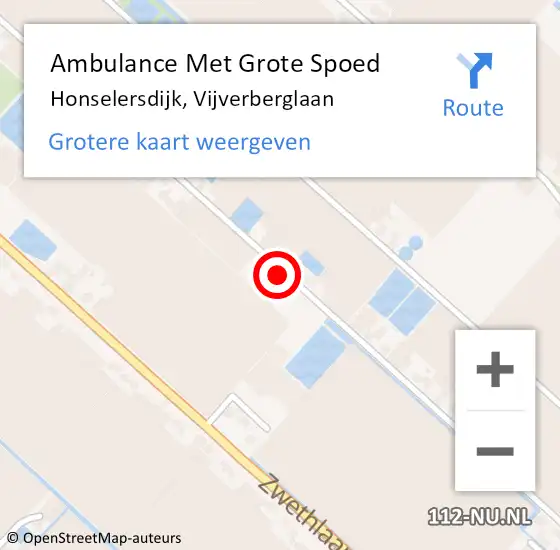 Locatie op kaart van de 112 melding: Ambulance Met Grote Spoed Naar Honselersdijk, Vijverberglaan op 4 augustus 2018 22:45