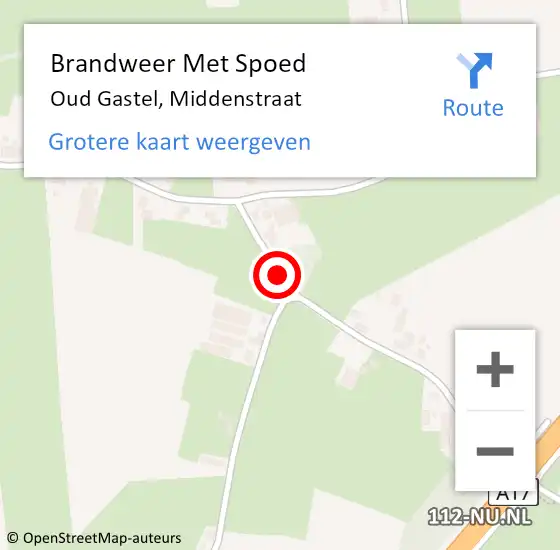 Locatie op kaart van de 112 melding: Brandweer Met Spoed Naar Oud Gastel, Middenstraat op 4 augustus 2018 22:49