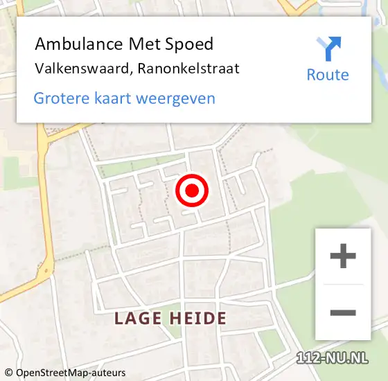 Locatie op kaart van de 112 melding: Ambulance Met Spoed Naar Valkenswaard, Ranonkelstraat op 4 augustus 2018 23:08