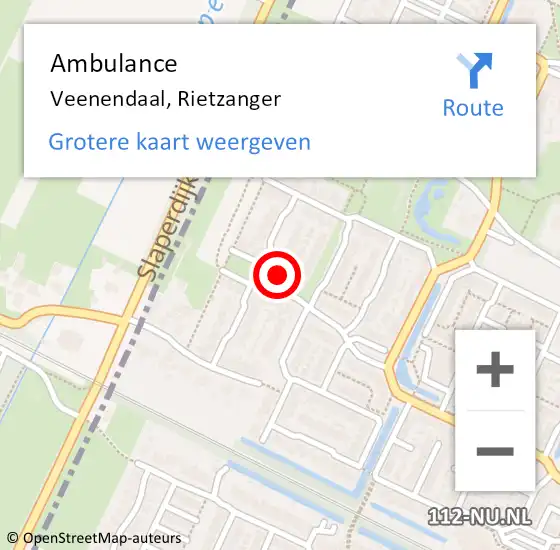 Locatie op kaart van de 112 melding: Ambulance Veenendaal, Rietzanger op 4 augustus 2018 23:13