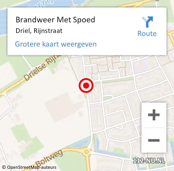 Locatie op kaart van de 112 melding: Brandweer Met Spoed Naar Driel, Rijnstraat op 4 augustus 2018 23:25