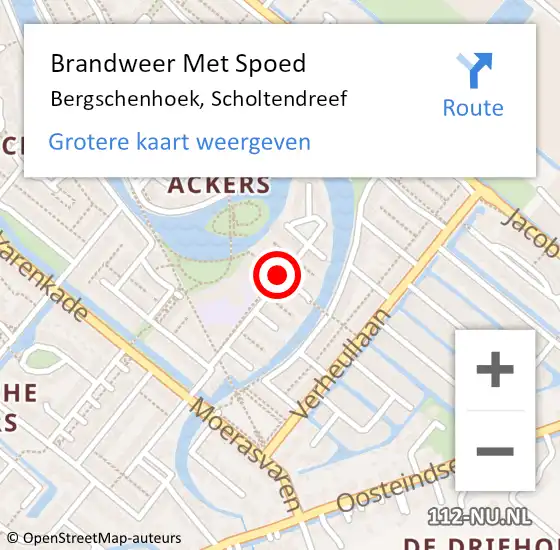 Locatie op kaart van de 112 melding: Brandweer Met Spoed Naar Bergschenhoek, Scholtendreef op 5 augustus 2018 00:34