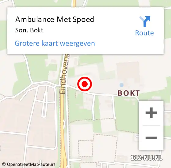 Locatie op kaart van de 112 melding: Ambulance Met Spoed Naar Son, Bokt op 5 augustus 2018 00:37