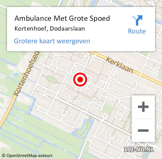 Locatie op kaart van de 112 melding: Ambulance Met Grote Spoed Naar Kortenhoef, Dodaarslaan op 5 augustus 2018 00:51