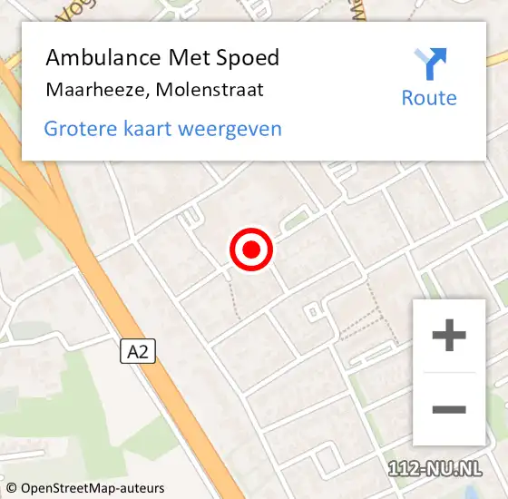 Locatie op kaart van de 112 melding: Ambulance Met Spoed Naar Maarheeze, Molenstraat op 5 augustus 2018 01:22
