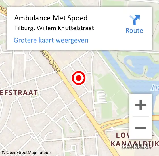 Locatie op kaart van de 112 melding: Ambulance Met Spoed Naar Tilburg, Willem Knuttelstraat op 5 augustus 2018 02:21