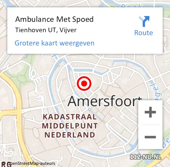 Locatie op kaart van de 112 melding: Ambulance Met Spoed Naar Tienhoven UT, Vijver op 5 augustus 2018 02:34