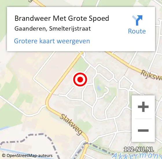 Locatie op kaart van de 112 melding: Brandweer Met Grote Spoed Naar Gaanderen, Smelterijstraat op 5 augustus 2018 02:45