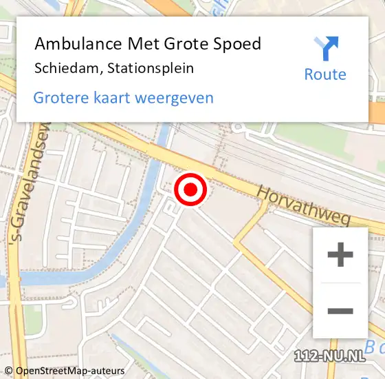 Locatie op kaart van de 112 melding: Ambulance Met Grote Spoed Naar Schiedam, Stationsplein op 5 augustus 2018 03:38