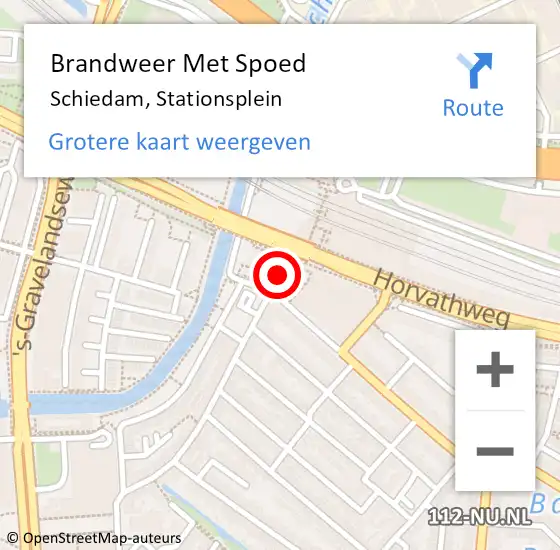 Locatie op kaart van de 112 melding: Brandweer Met Spoed Naar Schiedam, Stationsplein op 5 augustus 2018 03:43