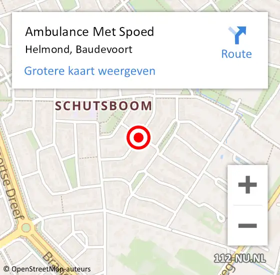 Locatie op kaart van de 112 melding: Ambulance Met Spoed Naar Helmond, Baudevoort op 5 augustus 2018 04:13