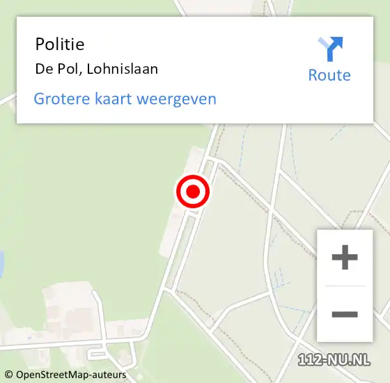 Locatie op kaart van de 112 melding: Politie De Pol, Lohnislaan op 5 augustus 2018 04:37