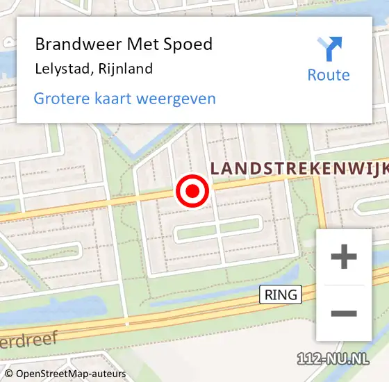 Locatie op kaart van de 112 melding: Brandweer Met Spoed Naar Lelystad, Rijnland op 5 augustus 2018 04:43
