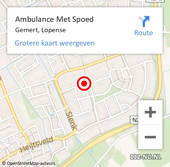 Locatie op kaart van de 112 melding: Ambulance Met Spoed Naar Gemert, Lopense op 5 augustus 2018 06:03