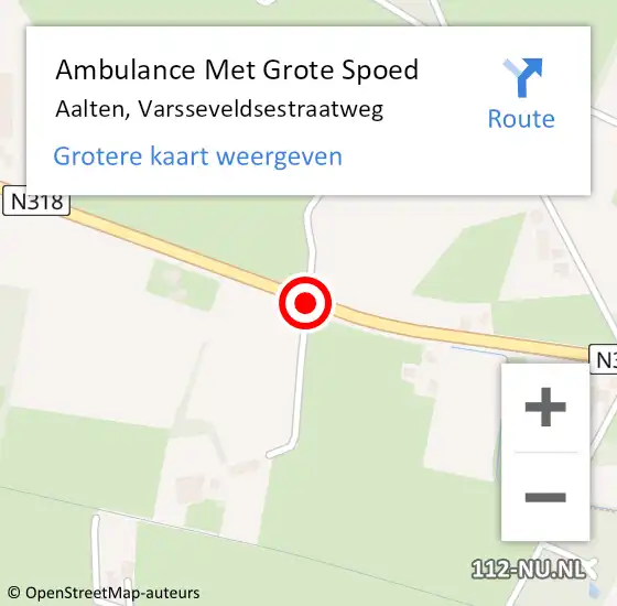 Locatie op kaart van de 112 melding: Ambulance Met Grote Spoed Naar Aalten, Varsseveldsestraatweg op 5 augustus 2018 06:08