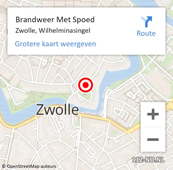 Locatie op kaart van de 112 melding: Brandweer Met Spoed Naar Zwolle, Wilhelminasingel op 5 augustus 2018 07:38