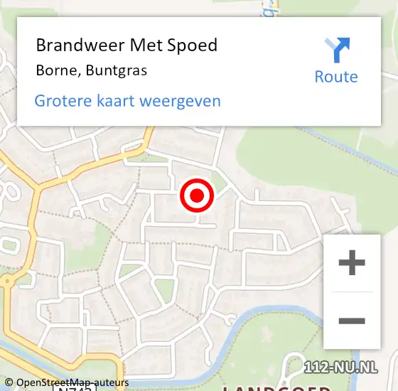 Locatie op kaart van de 112 melding: Brandweer Met Spoed Naar Borne, Buntgras op 5 augustus 2018 08:56