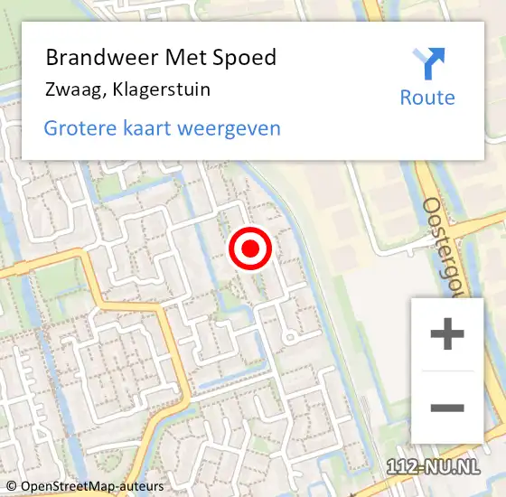 Locatie op kaart van de 112 melding: Brandweer Met Spoed Naar Zwaag, Klagerstuin op 5 augustus 2018 09:17