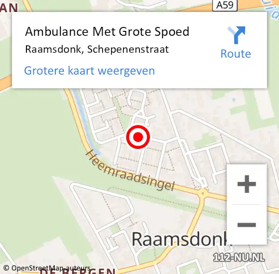 Locatie op kaart van de 112 melding: Ambulance Met Grote Spoed Naar Raamsdonk, Schepenenstraat op 5 augustus 2018 09:20