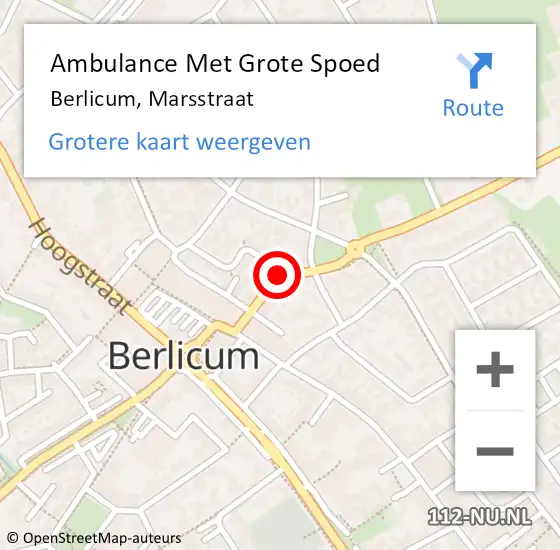 Locatie op kaart van de 112 melding: Ambulance Met Grote Spoed Naar Berlicum, Marsstraat op 5 augustus 2018 09:43