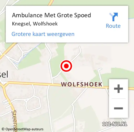 Locatie op kaart van de 112 melding: Ambulance Met Grote Spoed Naar Knegsel, Wolfshoek op 5 augustus 2018 11:00