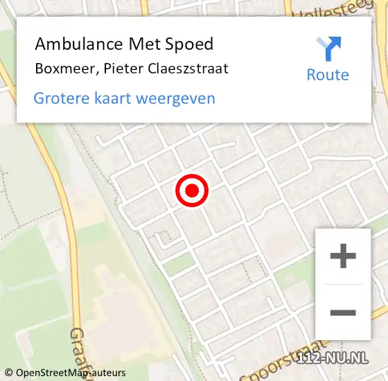 Locatie op kaart van de 112 melding: Ambulance Met Spoed Naar Boxmeer, Pieter Claeszstraat op 5 augustus 2018 11:19