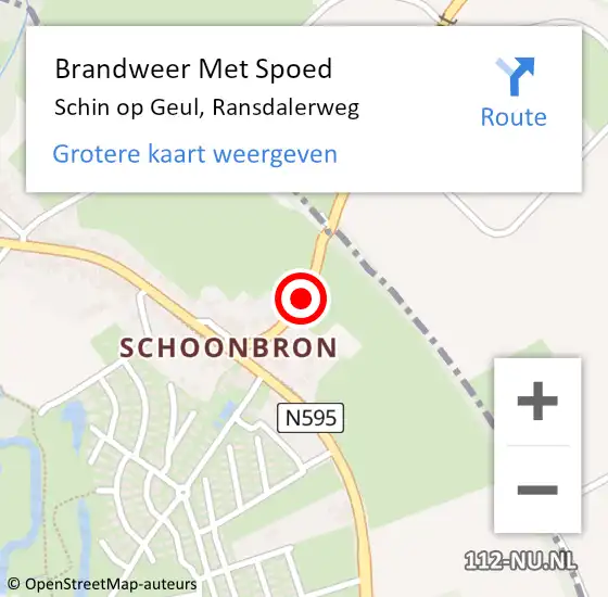 Locatie op kaart van de 112 melding: Brandweer Met Spoed Naar Schin op Geul, Ransdalerweg op 5 augustus 2018 11:48