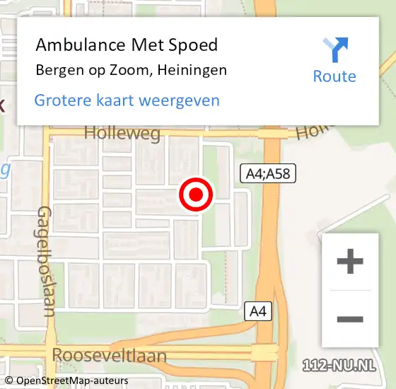 Locatie op kaart van de 112 melding: Ambulance Met Spoed Naar Bergen op Zoom, Heiningen op 5 augustus 2018 11:51
