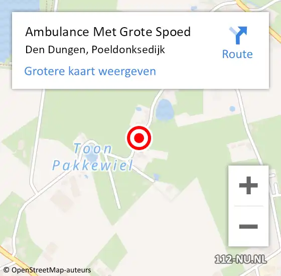 Locatie op kaart van de 112 melding: Ambulance Met Grote Spoed Naar Den Dungen, Poeldonksedijk op 5 augustus 2018 12:01