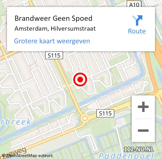 Locatie op kaart van de 112 melding: Brandweer Geen Spoed Naar Amsterdam, Hilversumstraat op 5 augustus 2018 12:07