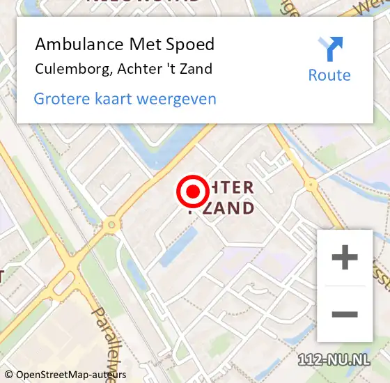 Locatie op kaart van de 112 melding: Ambulance Met Spoed Naar Culemborg, Achter 't Zand op 5 augustus 2018 12:15