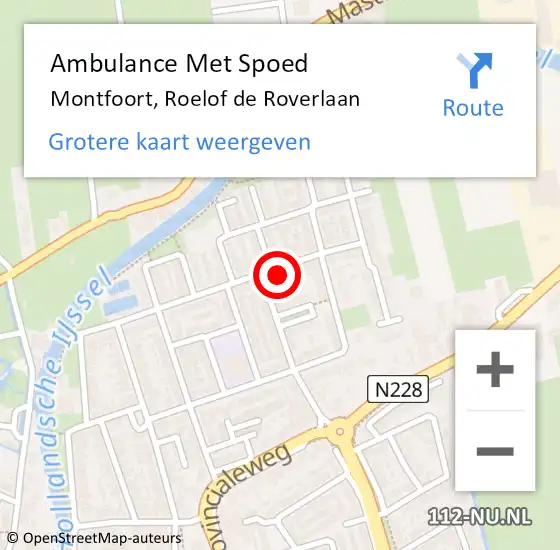 Locatie op kaart van de 112 melding: Ambulance Met Spoed Naar Montfoort, Roelof de Roverlaan op 5 augustus 2018 12:27