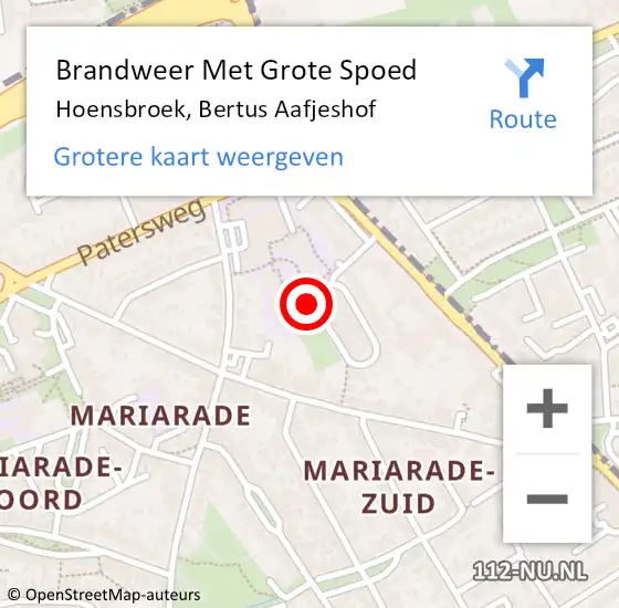 Locatie op kaart van de 112 melding: Brandweer Met Grote Spoed Naar Hoensbroek, Bertus Aafjeshof op 5 augustus 2018 12:52