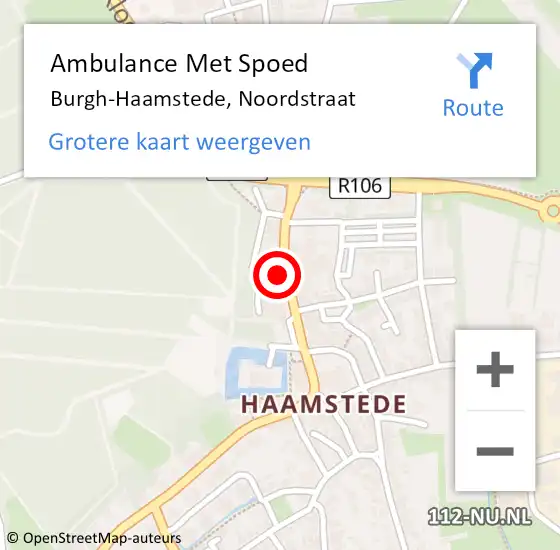 Locatie op kaart van de 112 melding: Ambulance Met Spoed Naar Burgh-Haamstede, Noordstraat op 5 augustus 2018 12:55